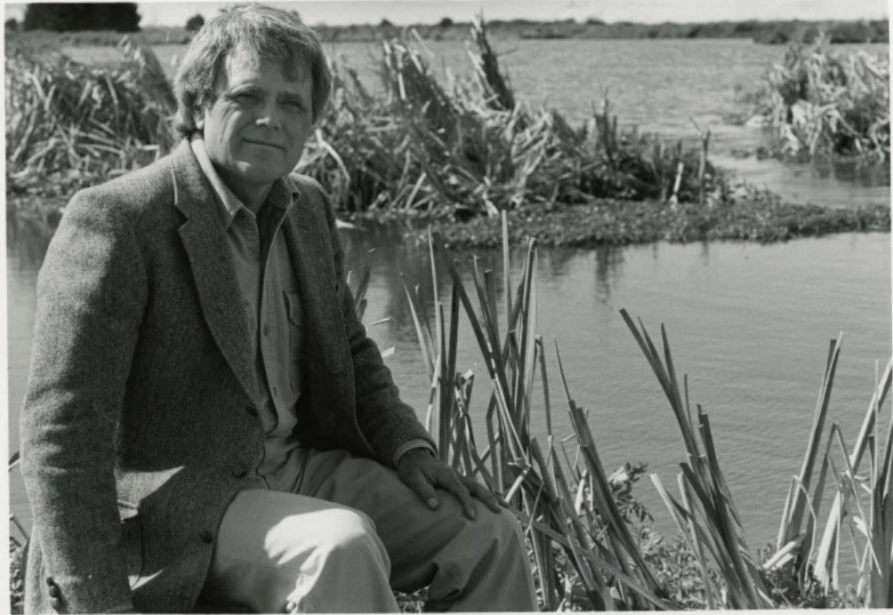 Robert Gearheart in front of the Arcata Marsh in 1989. (Photo Courtesy of Humboldt State University)