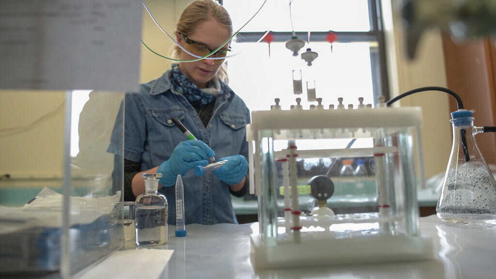 In 2019, Sarah Balgooyen, a postdoctoral investigator, started looking at sites where there was extensive groundwater contamination from PFAS. She wanted to explore whether the PFAS was also affecting the surface water of rivers and Lake Michigan. According to a recent paper published in a leading chemical journal, the answer is yes. (Photo courtesy of University of Wisconsin-Madison)